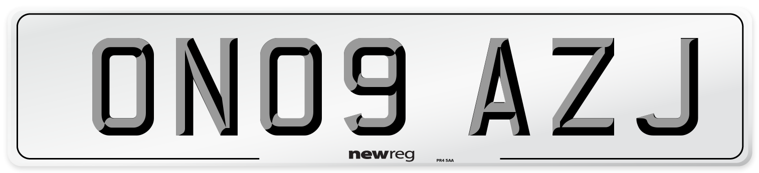ON09 AZJ Number Plate from New Reg